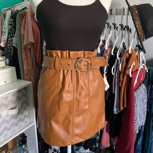 Brown leather skirt. ✨